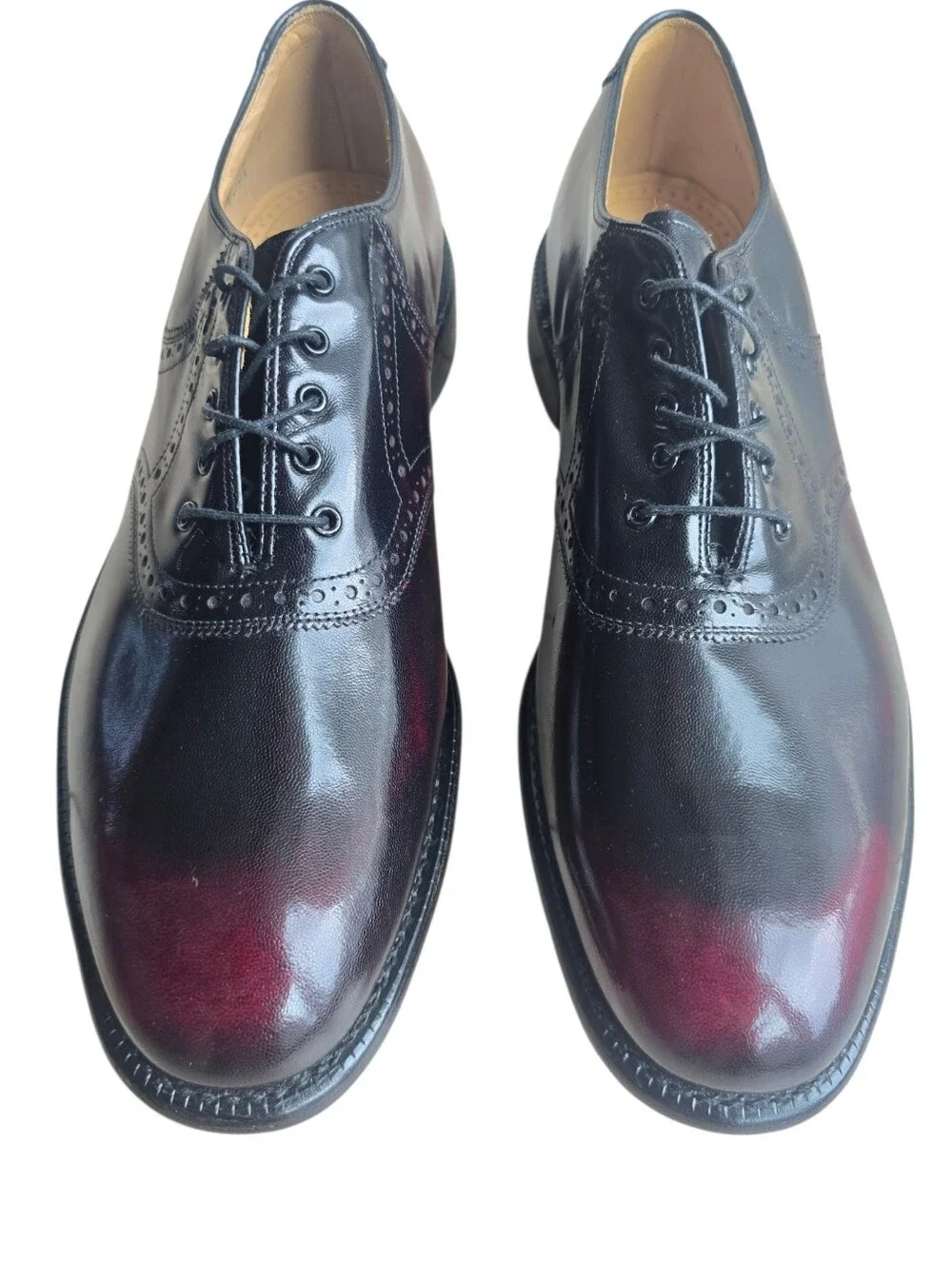 NEW Vintage Johnston & Murphy Aristocraft Burgundy/Black Leather Saddle Oxfords